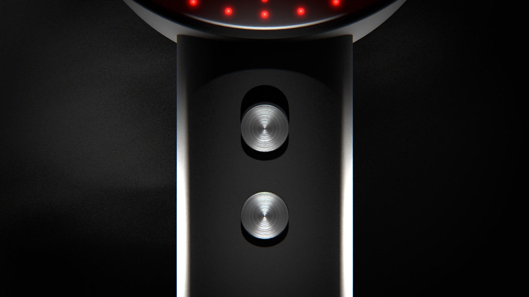 red light device, brushed metal buttons